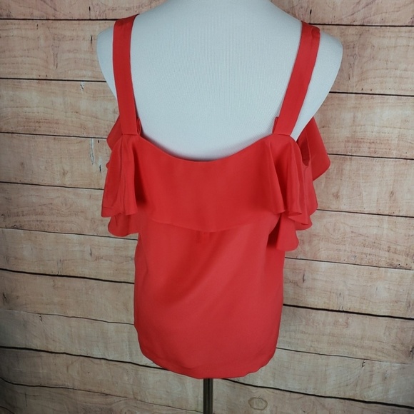 J Crew Silk Ruffle Cold Shoulder Top - Picture 3 of 5
